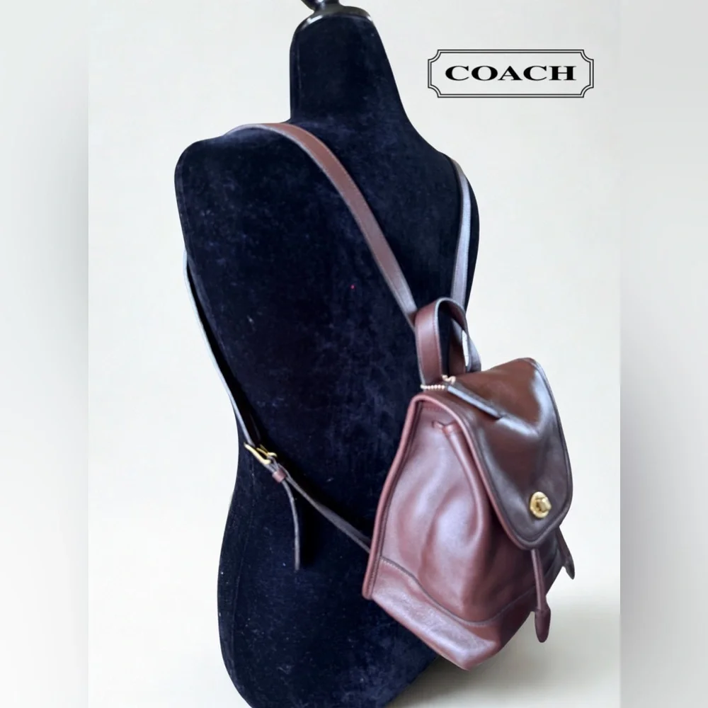 ✨PRISTINE Vintage COACH Mahogany Leather Mini Daypack Backpack 9960